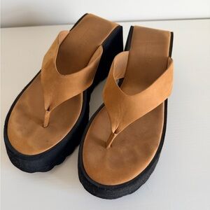 Artisan Tan and Black Platform Sandals